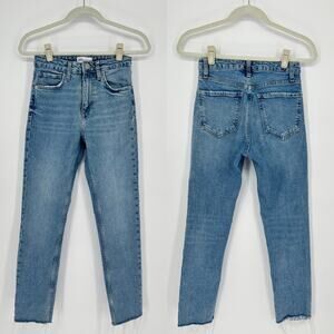 ZARA Women’s Skinny Jeans Size 2 Light Wash Raw Hem Mid Rise Stretch Denim